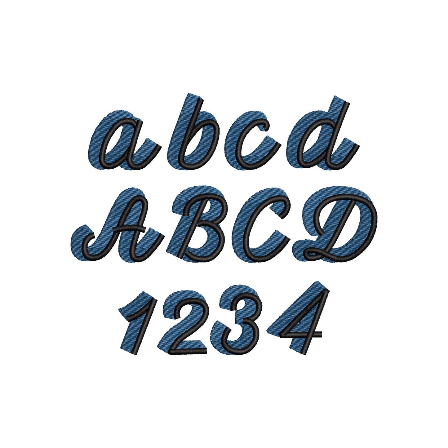 Handwritten Drop Shadow Pop FONT fill stitch double 2 color Alphabet letters Monogram machine embroidery designs