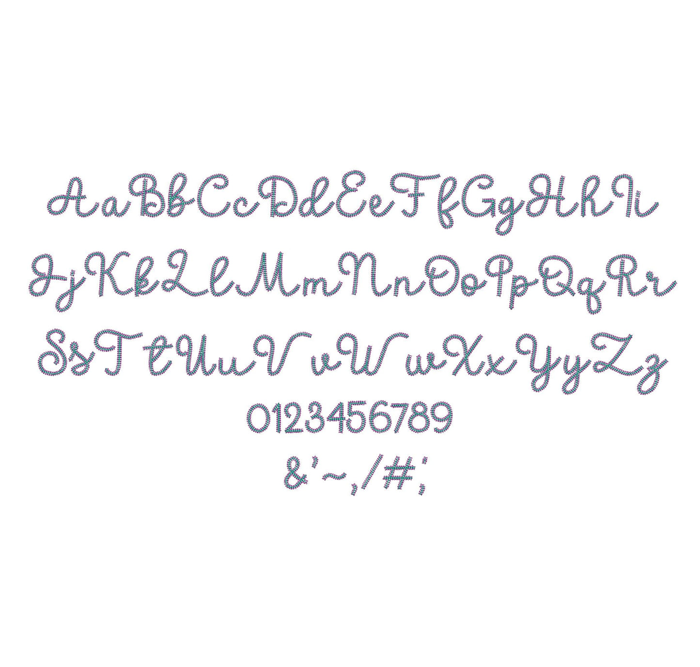 Two Color Chain FONT Buckeye light chain stitch outline handwritten Alphabet Monogram machine embroidery designs BX