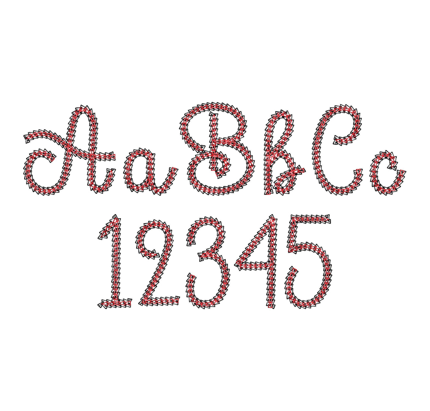 Light Stitch 2 Color Twin Chain Font – Bx embroidery pattern by Artapli