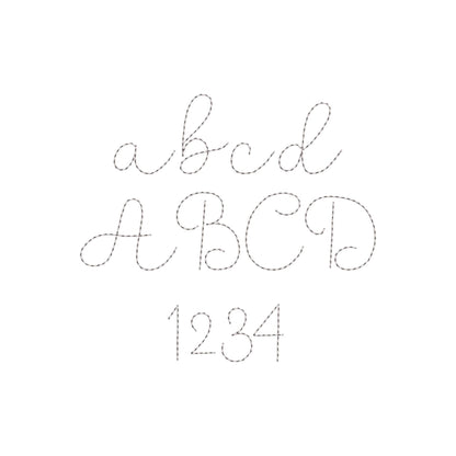 Handwritten script FONT Butter Bean Stitch Alphabet Monogram machine embroidery designs letters numbers punctuation