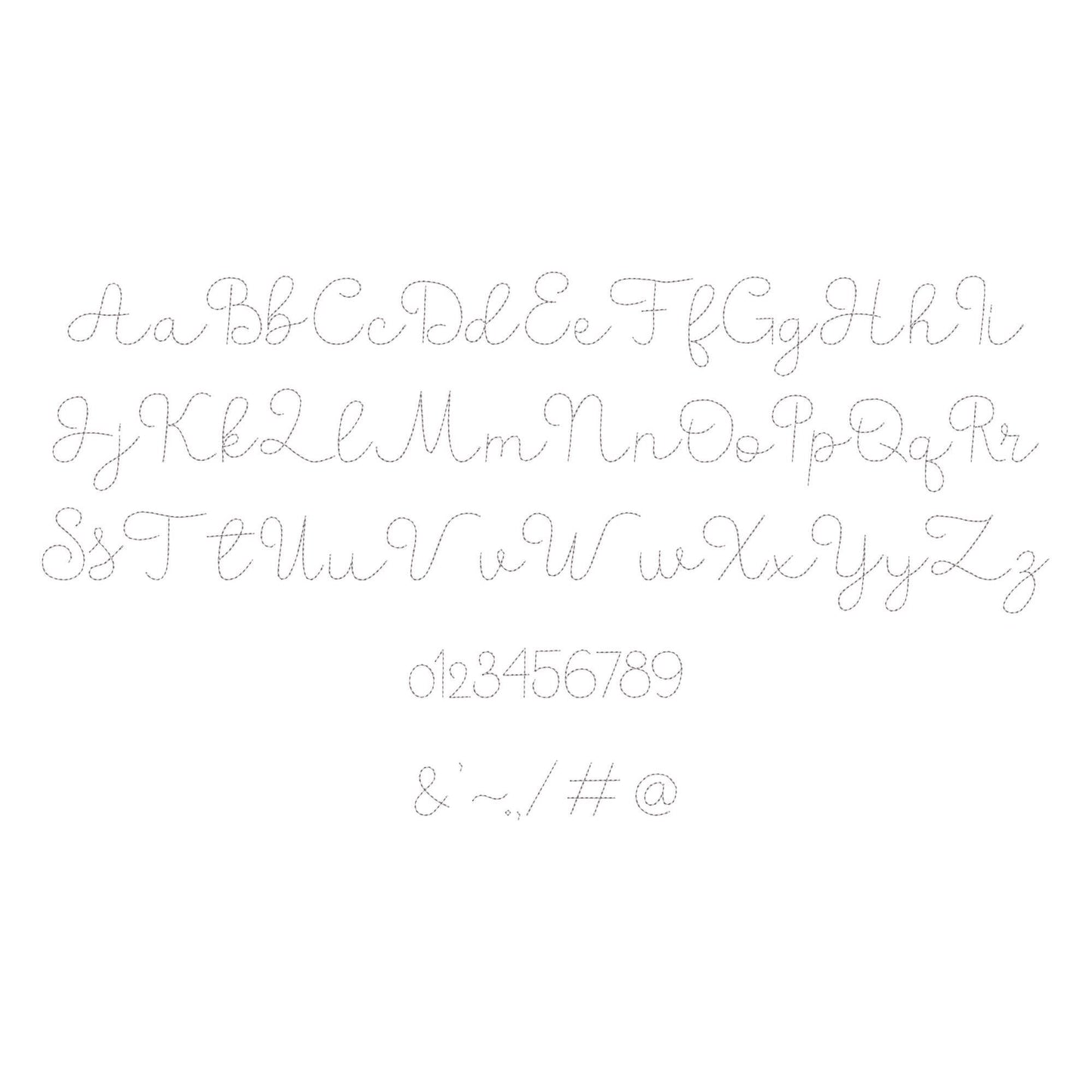 Handwritten script FONT Butter Bean Stitch Alphabet Monogram machine embroidery designs letters numbers punctuation