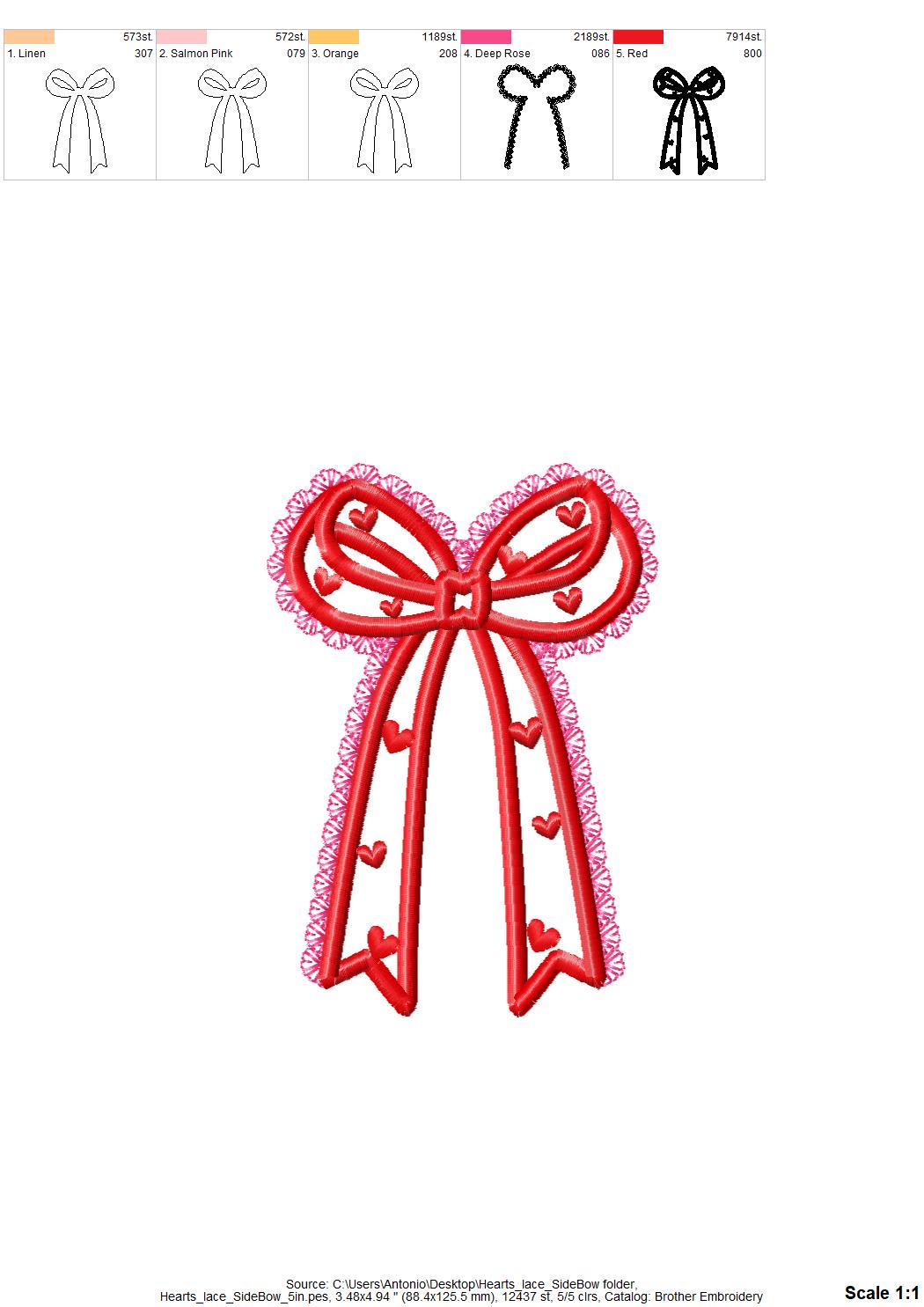 Heart Patterned Lace Bow