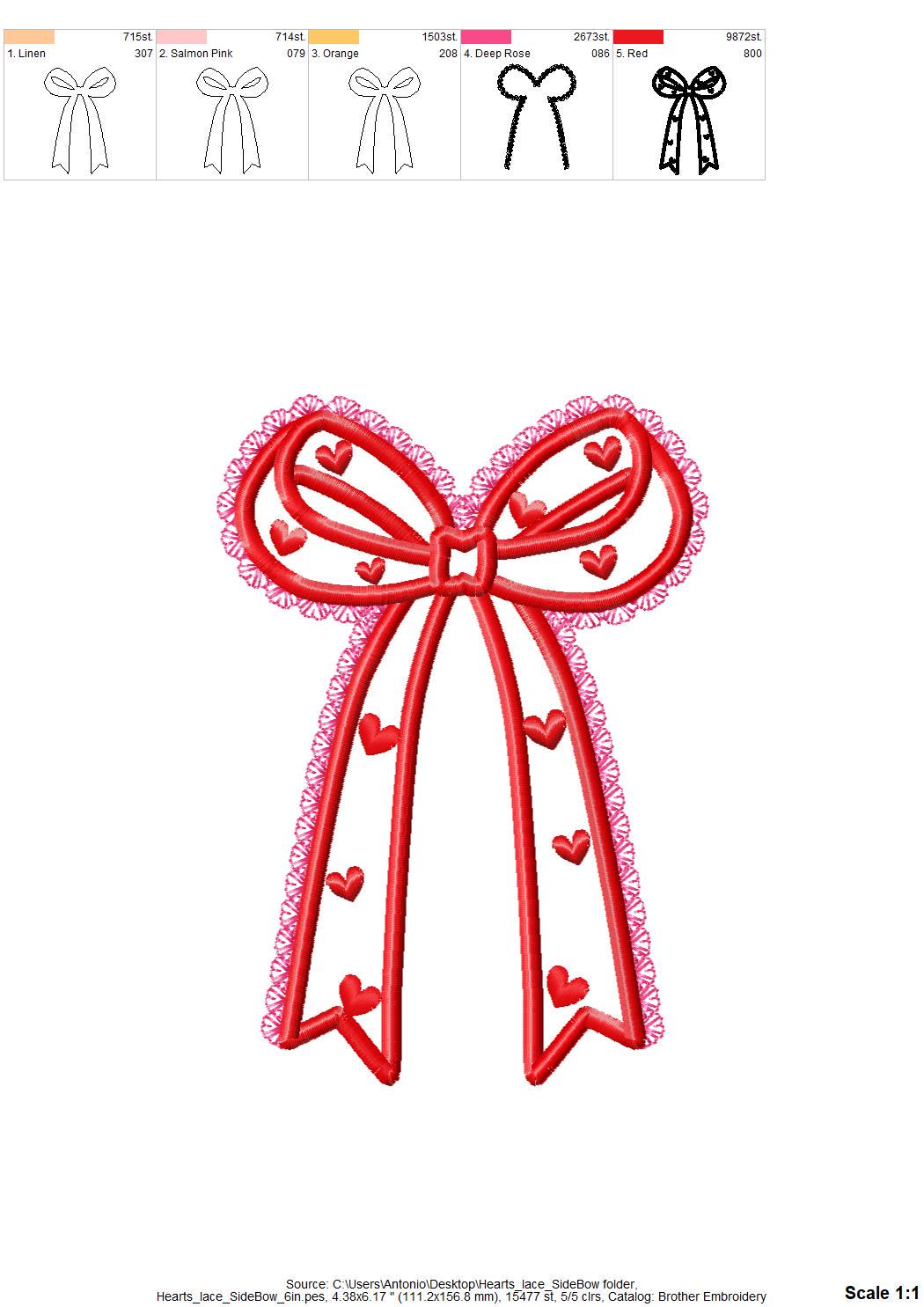 Heart Patterned Lace Bow