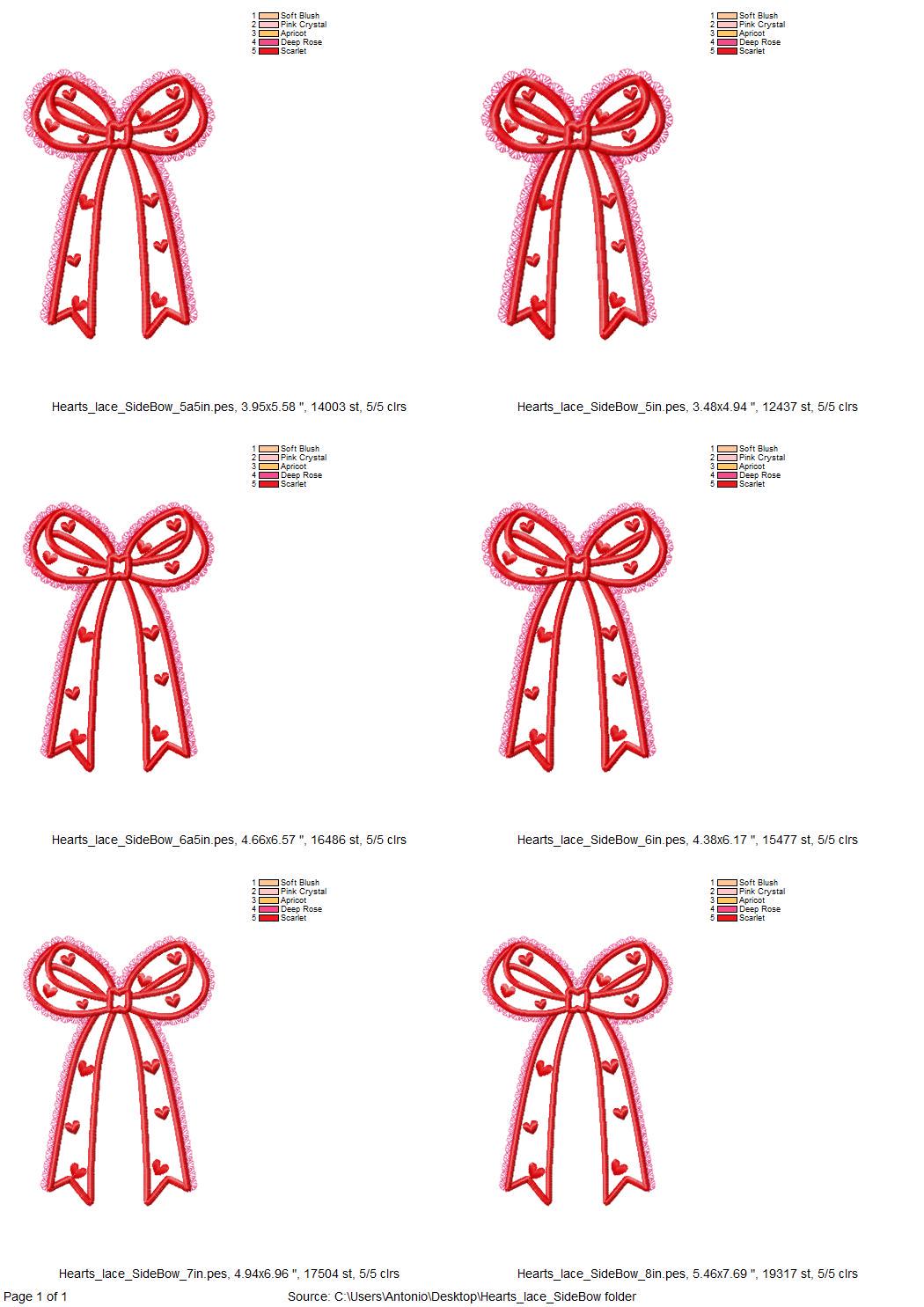 Heart Patterned Lace Bow