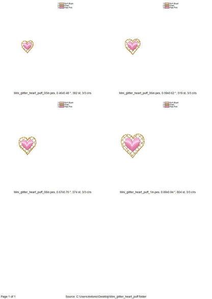 HTV glitter vinyl and puffy foam Mini Heart add-on kids girls baby Monogram accent 3d raised machine embroidery designs