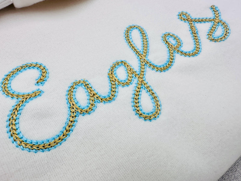 2 Color Chain Font Buckeye – Embroidery 2.2" 2.6" 3.1" 3.7" 4" 5" | BX PES DST JEF | Artapli