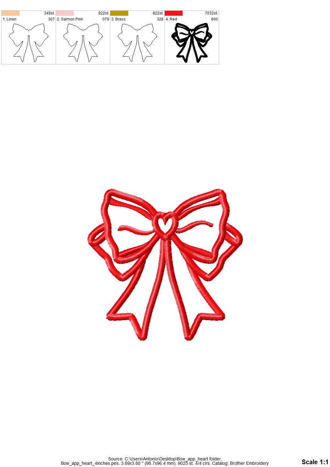 Heart Side Bow Applique