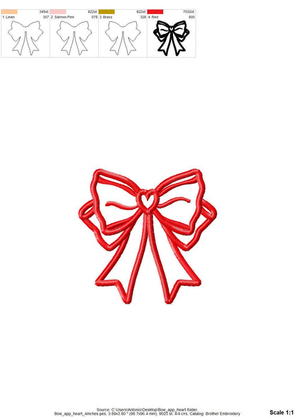 Heart Side Bow Applique