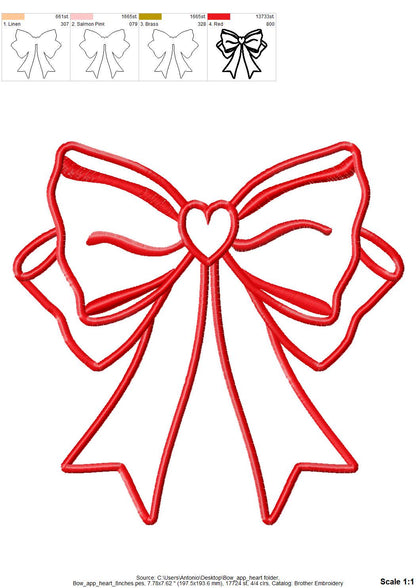 Heart Side Bow Applique