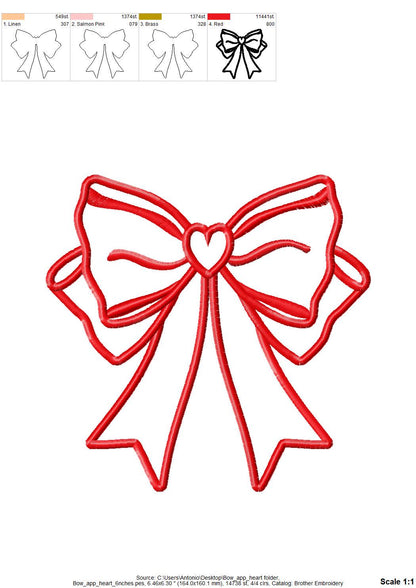 Heart Side Bow Applique