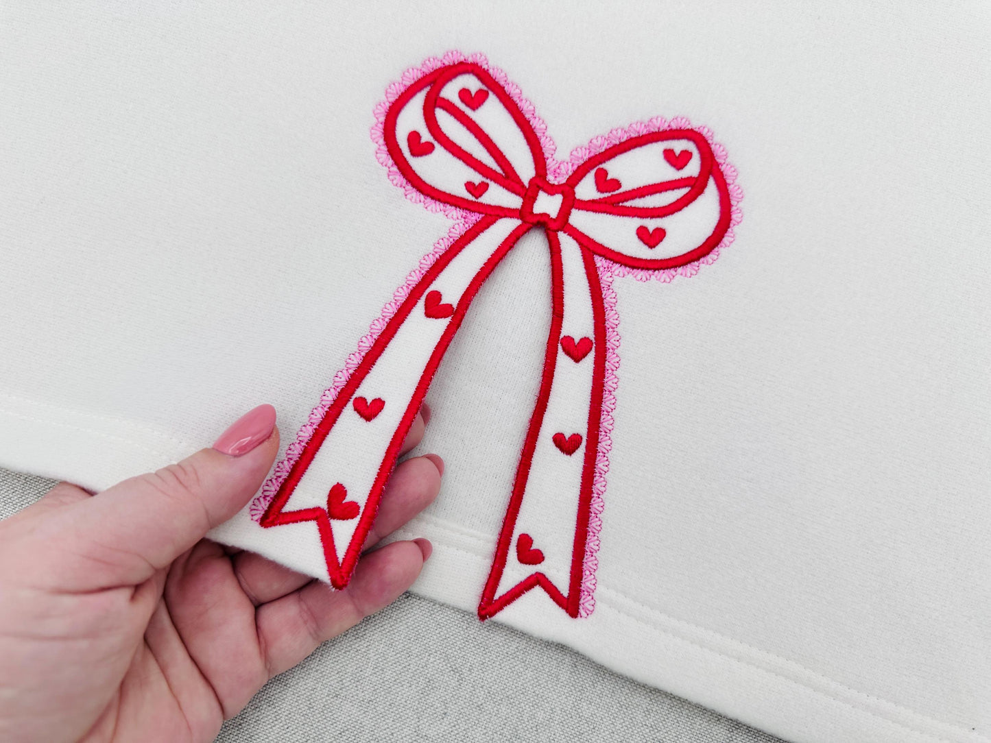 Heart Patterned Lace Bow