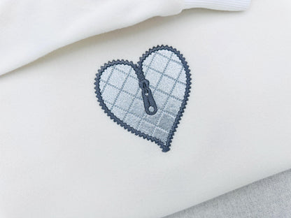 HTV glitter vinyl Zipper Heart Applique machine embroidery designs kids girls Valentines Day Heart shape design