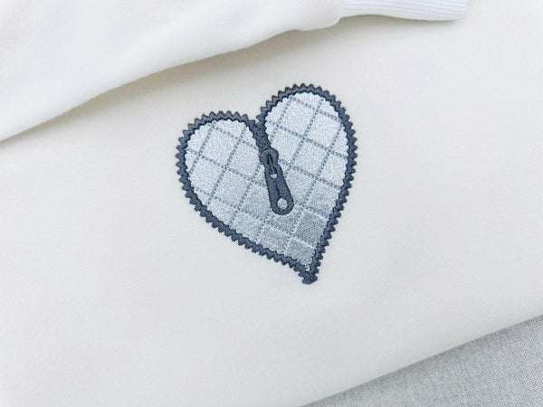 Glitter Vinyl Zipper Heart Applique