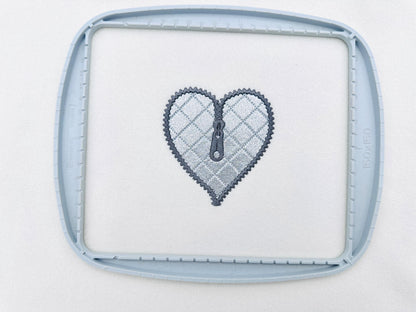 HTV glitter vinyl Zipper Heart Applique machine embroidery designs kids girls Valentines Day Heart shape design