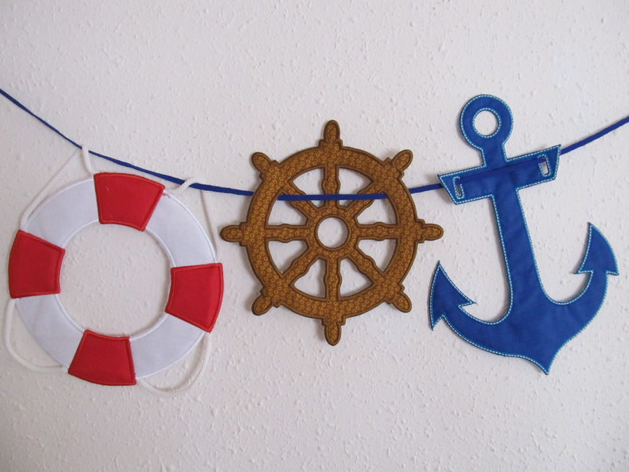 Nautical theme banners - In The Hoop Machine Applique Embroidery 4" 5" 6" 7" | PES DST JEF | Artapli