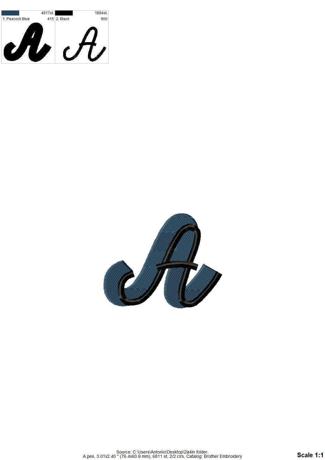 Handwritten Drop Shadow Pop FONT fill stitch double 2 color Alphabet letters Monogram machine embroidery designs