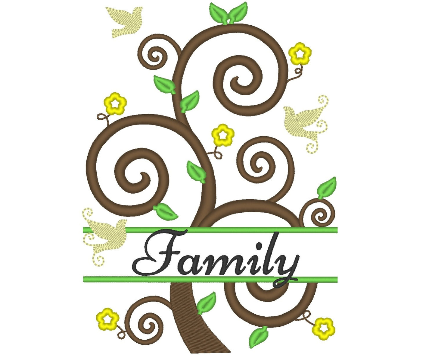 Split Family Tree and Mini Font – Tree embroidery design by Artapli
