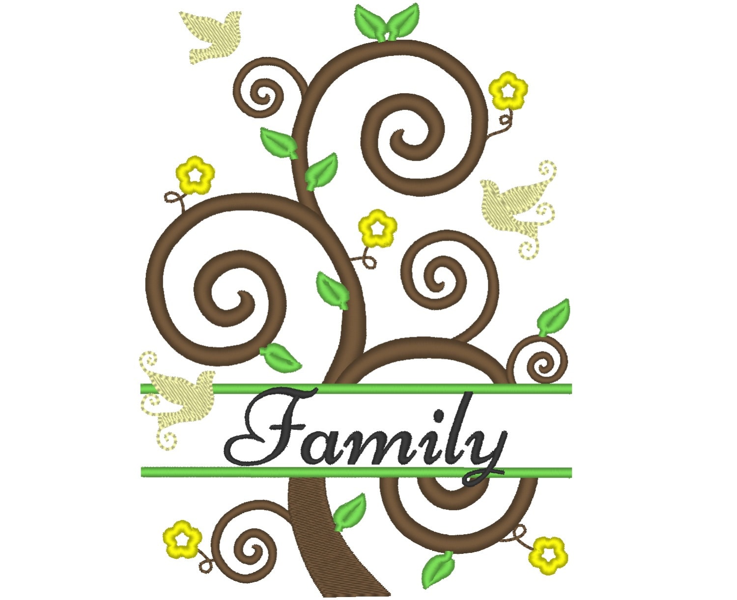 Split Family Tree and Mini Font – Tree embroidery design by Artapli