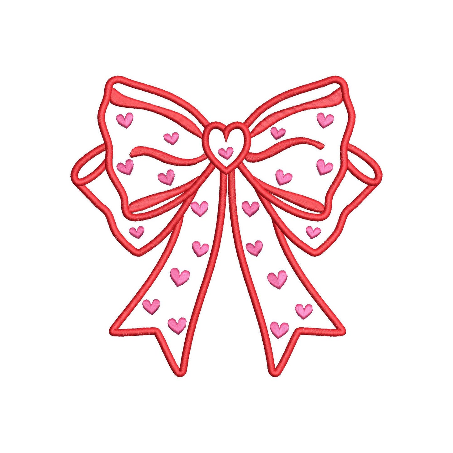 Heart patterned split seam Side Bow Heart Heirloom Applique machine embroidery designs Valentines day Girly Bow