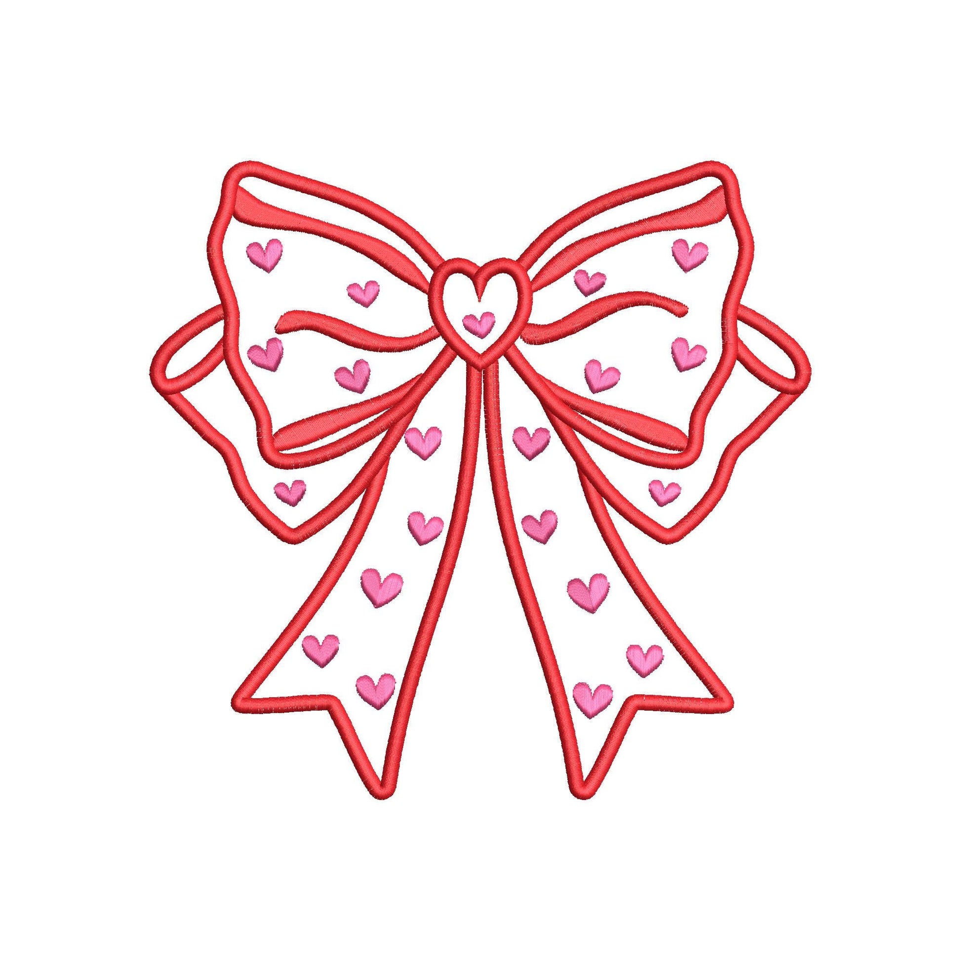 Heart patterned split seam Side Bow Heart Heirloom Applique machine embroidery designs Valentines day Girly Bow