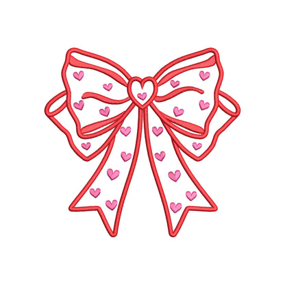 Heart patterned split seam Side Bow Heart Heirloom Applique machine embroidery designs Valentines day Girly Bow
