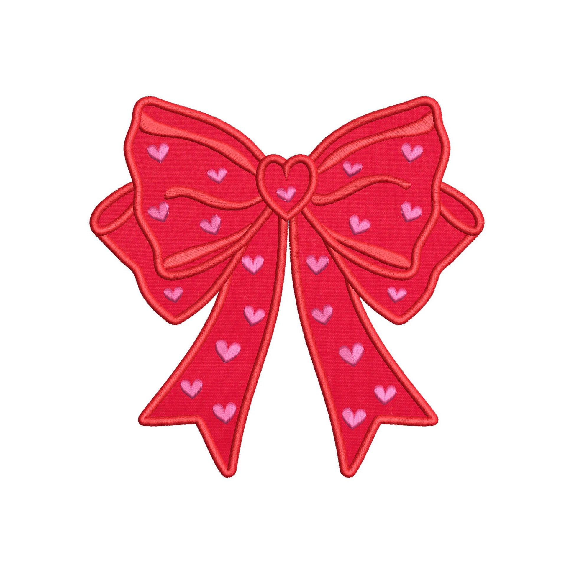 Heart patterned split seam Side Bow Heart Heirloom Applique machine embroidery designs Valentines day Girly Bow