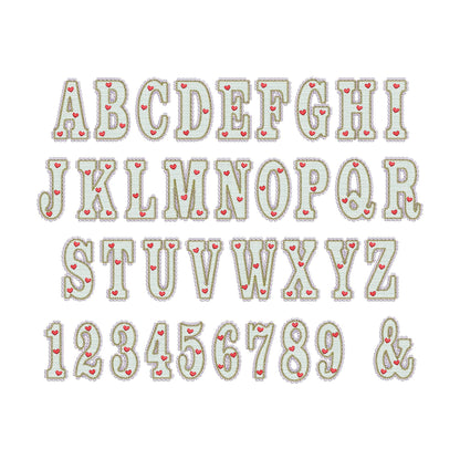 Lace Edge Valentine FONT lace patterned Alphabet Monogram Heart patterned letters machine embroidery designs sizes 2.9 up to 5.4 inch, BX
