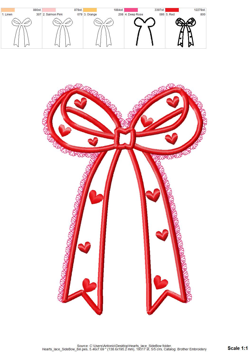 Heart Patterned Lace Bow