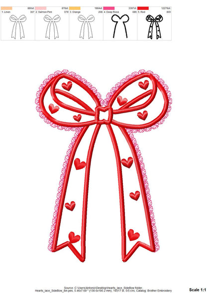 Heart Patterned Lace Bow