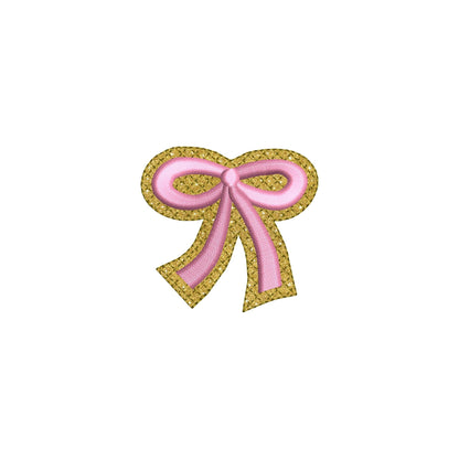 HTV glitter vinyl and puffy foam Bow machine embroidery designs 3d raised sparkle kids girls monogram add-on mini