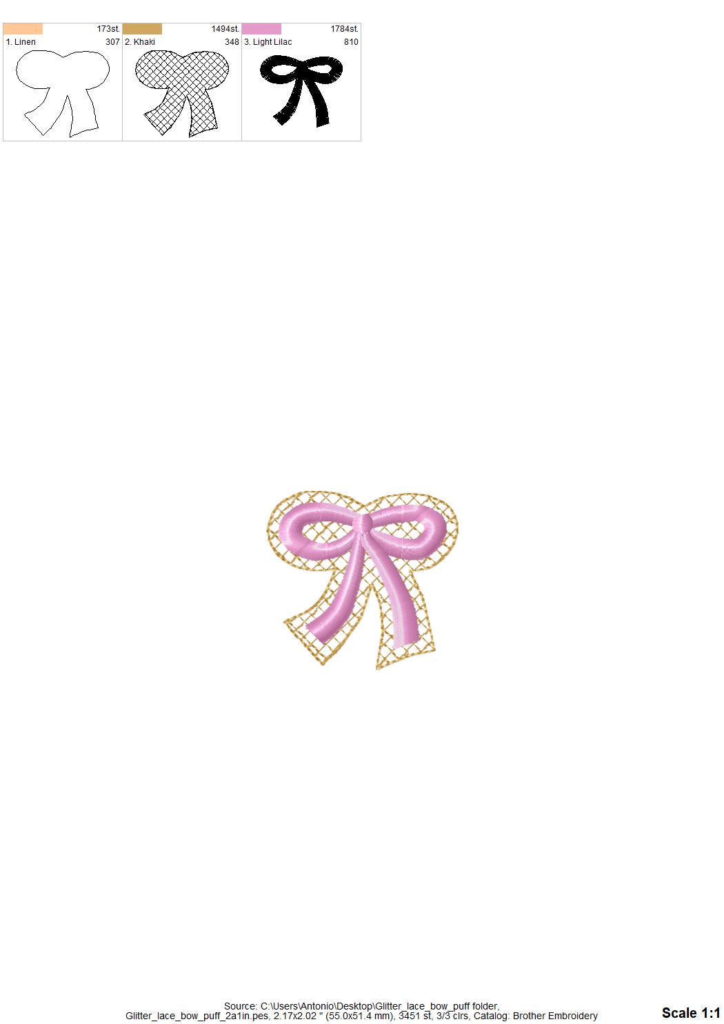 HTV glitter vinyl and puffy foam Bow machine embroidery designs 3d raised sparkle kids girls monogram add-on mini