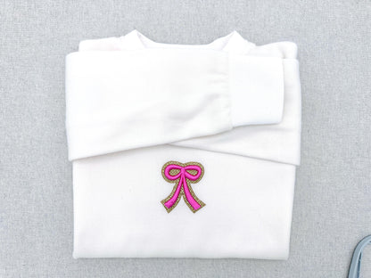 HTV glitter vinyl and puffy foam Bow machine embroidery designs 3d raised kids girls monogram accent add-on mini sizes 1.3 up to 3.5 inch