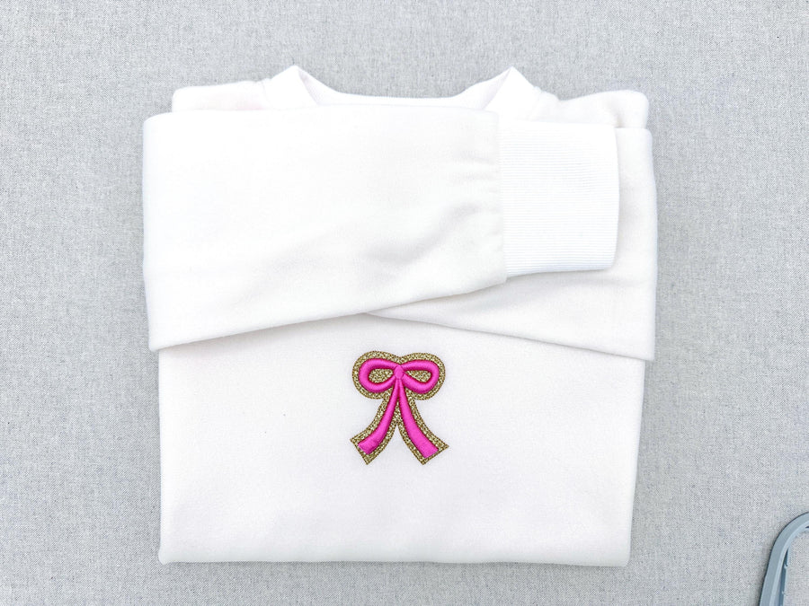 HTV glitter vinyl and puffy foam Bow machine embroidery designs 3d raised kids girls monogram accent add-on mini sizes 1.3 up to 3.5 inch