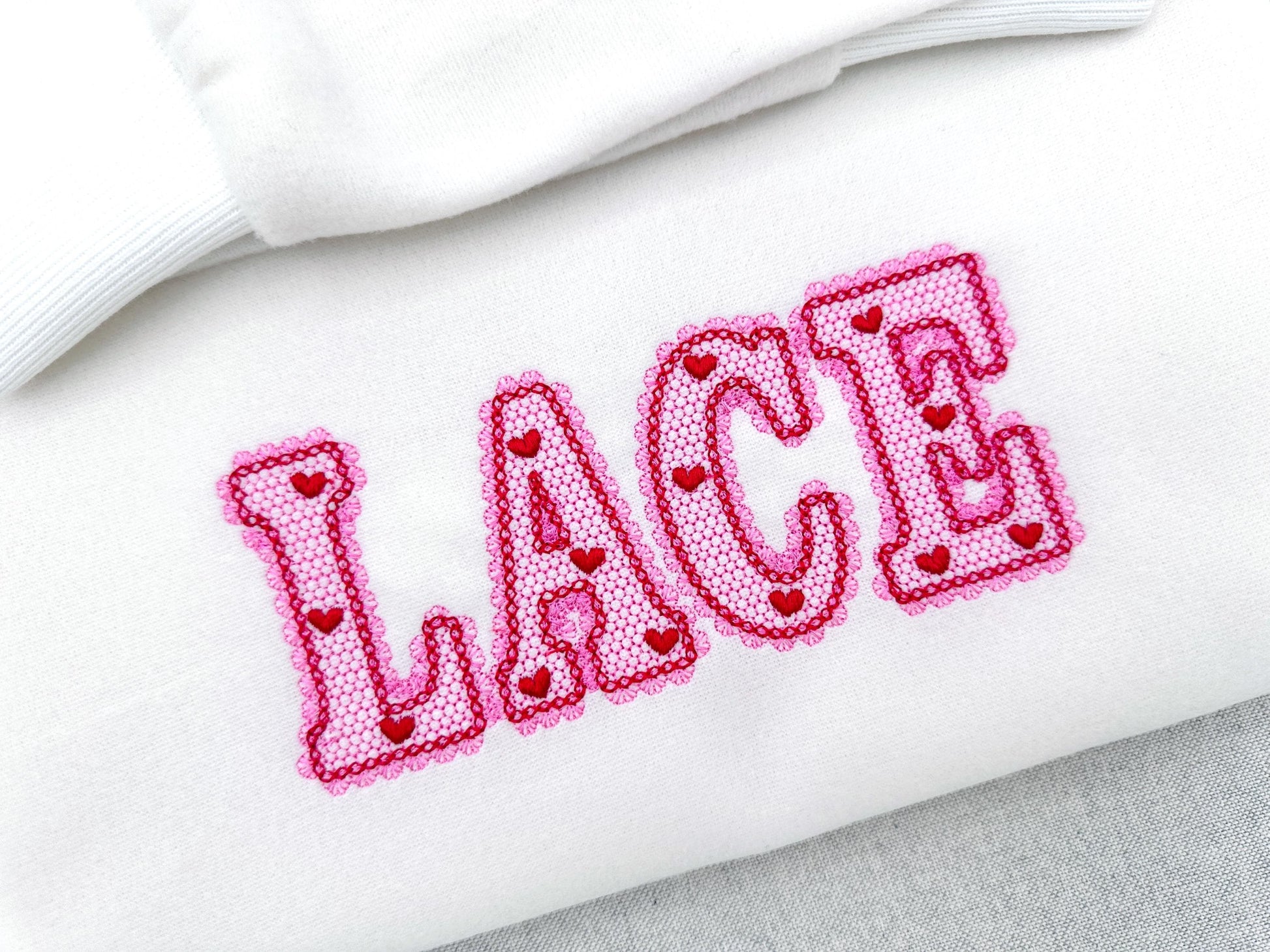 Lace Edge Valentine FONT lace patterned Alphabet Monogram Heart patterned letters machine embroidery designs sizes 2.9 up to 5.4 inch, BX