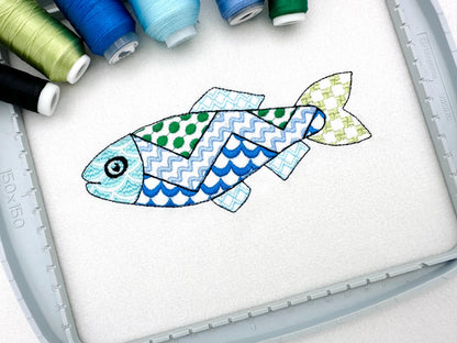Patchwork Fish – Fish embroidery pattern by Artapli