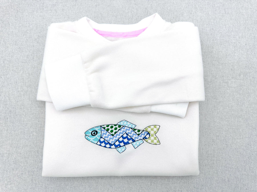 Patchwork Fish cute patterned Fish outline kids baby boys nautical Fisher Fisherman machine embroidery designs sizes 4 up to 9 inch