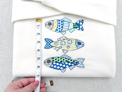 Patchwork Fish SET of 3 cute patterned Fish outline kids baby nautical Fisher Fisherman machine embroidery designs