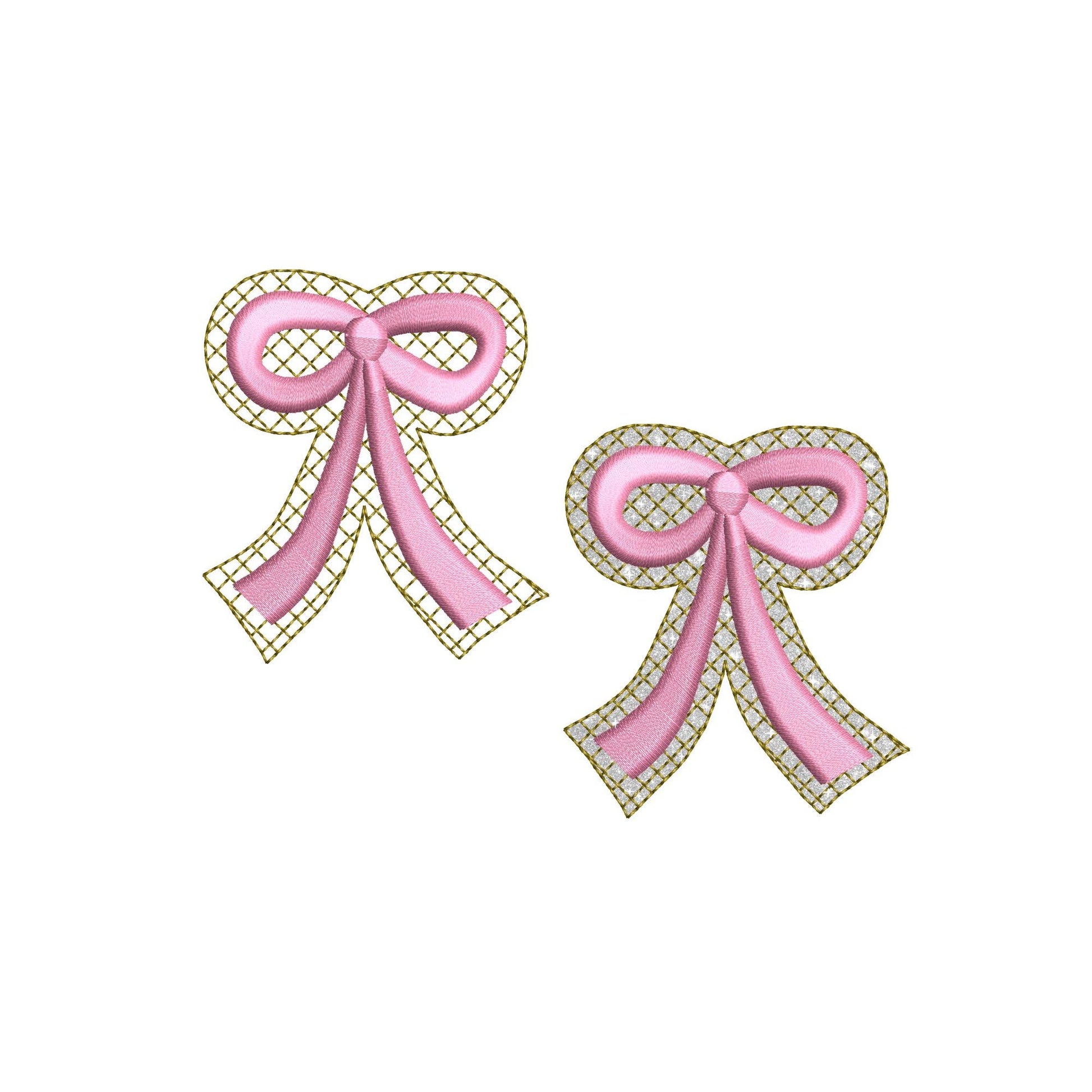 HTV glitter vinyl and puffy foam Bow machine embroidery designs 3d raised kids girls monogram accent add-on mini sizes 1.3 up to 3.5 inch