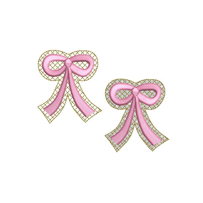 HTV glitter vinyl and puffy foam Bow machine embroidery designs 3d raised kids girls monogram accent add-on mini sizes 1.3 up to 3.5 inch