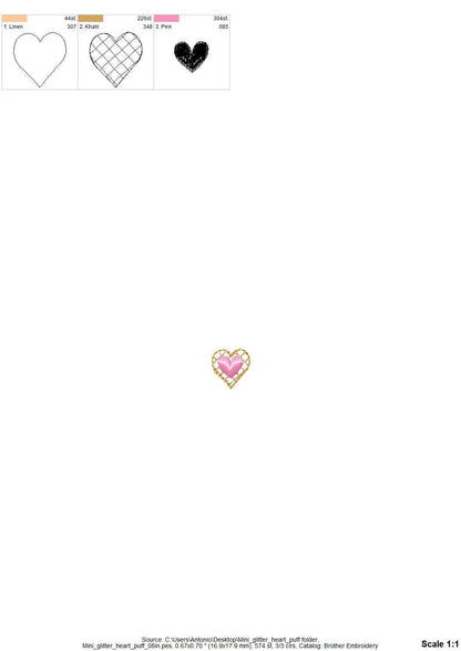 HTV glitter vinyl and puffy foam Mini Heart add-on kids girls baby Monogram accent 3d raised machine embroidery designs