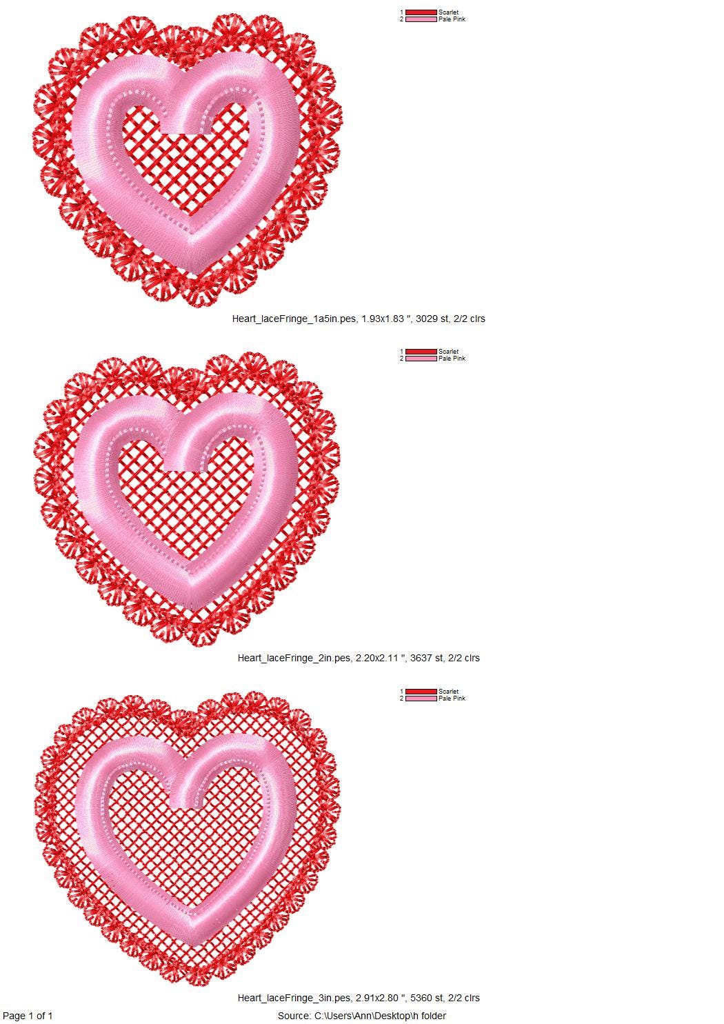 Lovely Lace Edge Fringed Heart – Chenille embroidery pattern by Artapli