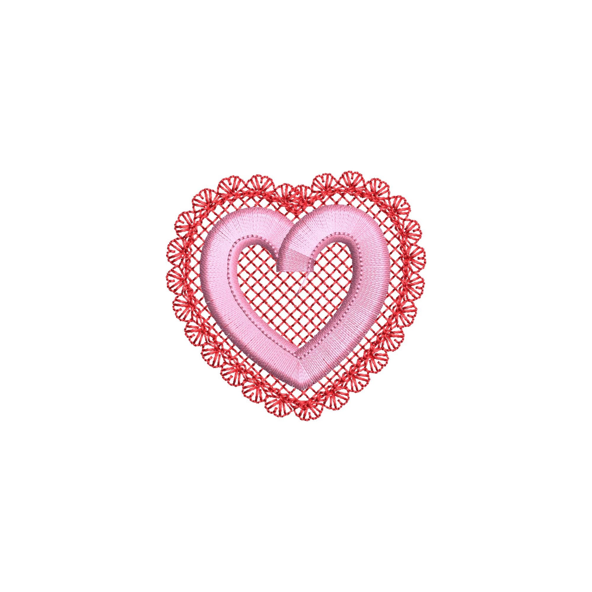 Lovely Lace Edge Fringed Heart – Baby embroidery design by Artapli