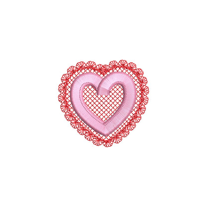Lovely Lace Edge Fringed Heart – Baby embroidery design by Artapli