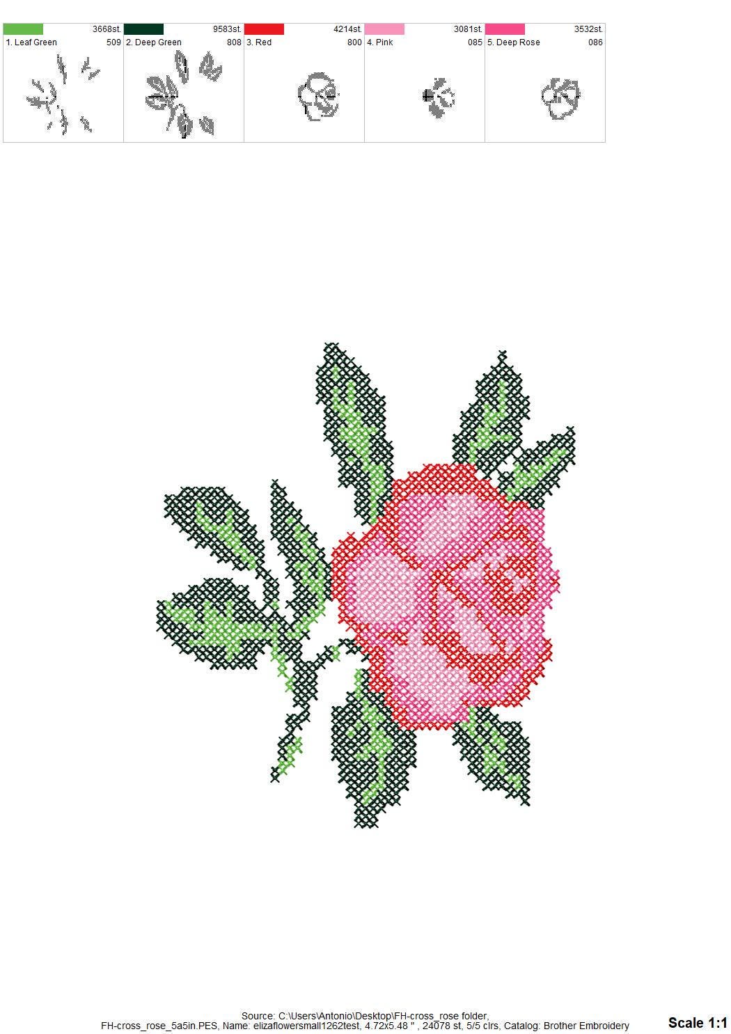 Cross Stitch Rose Peony