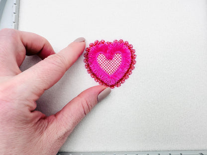 Lovely Lace Edge Fringed Heart – Accent machine embroidery design by Artapli