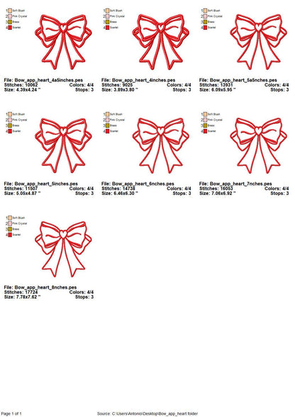 Heart Side Bow Applique