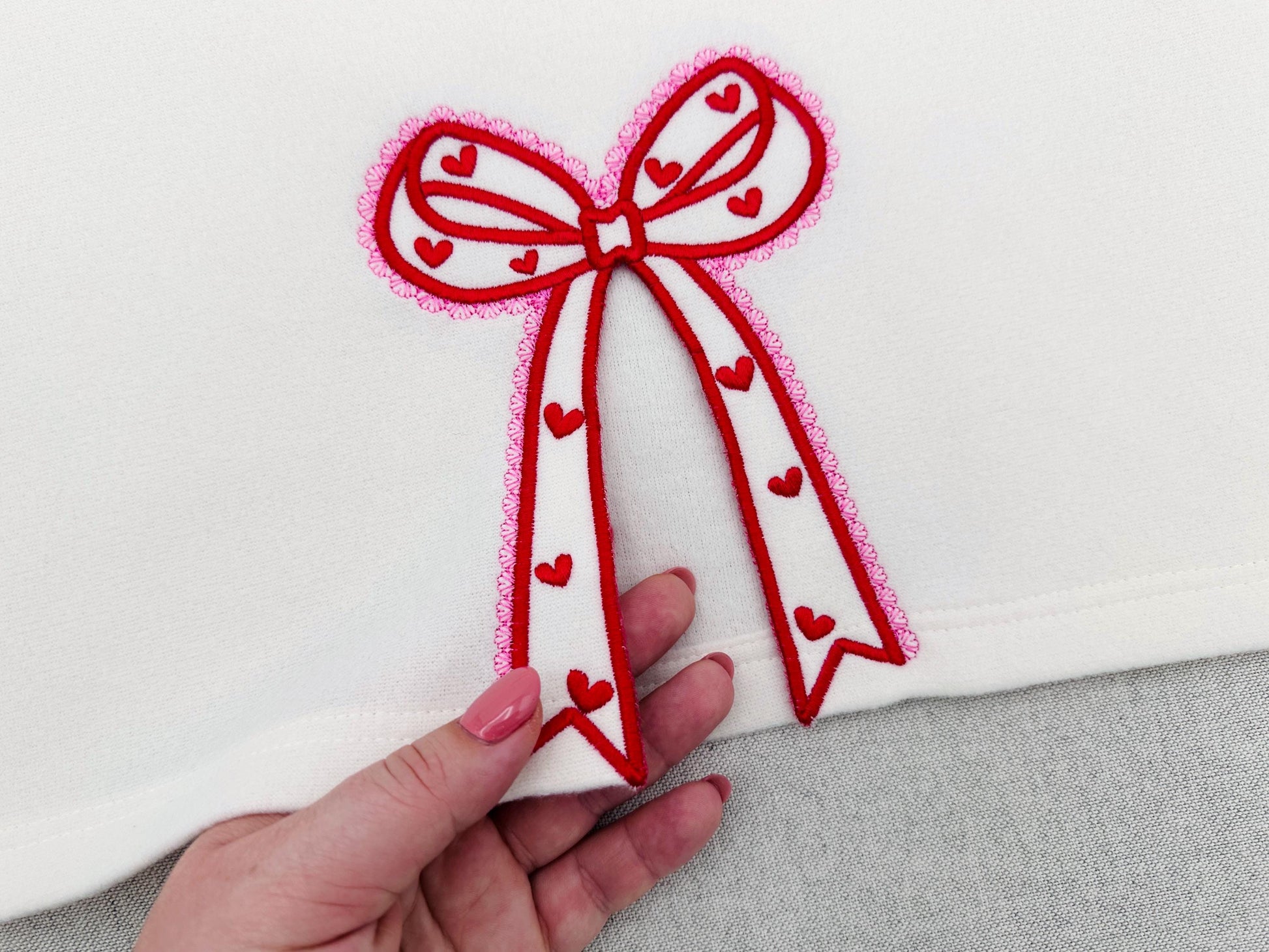 Heart Patterned Lace Bow