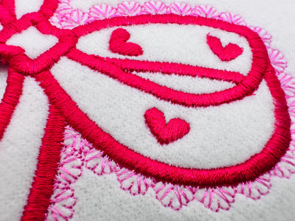 Heart Patterned Lace Bow