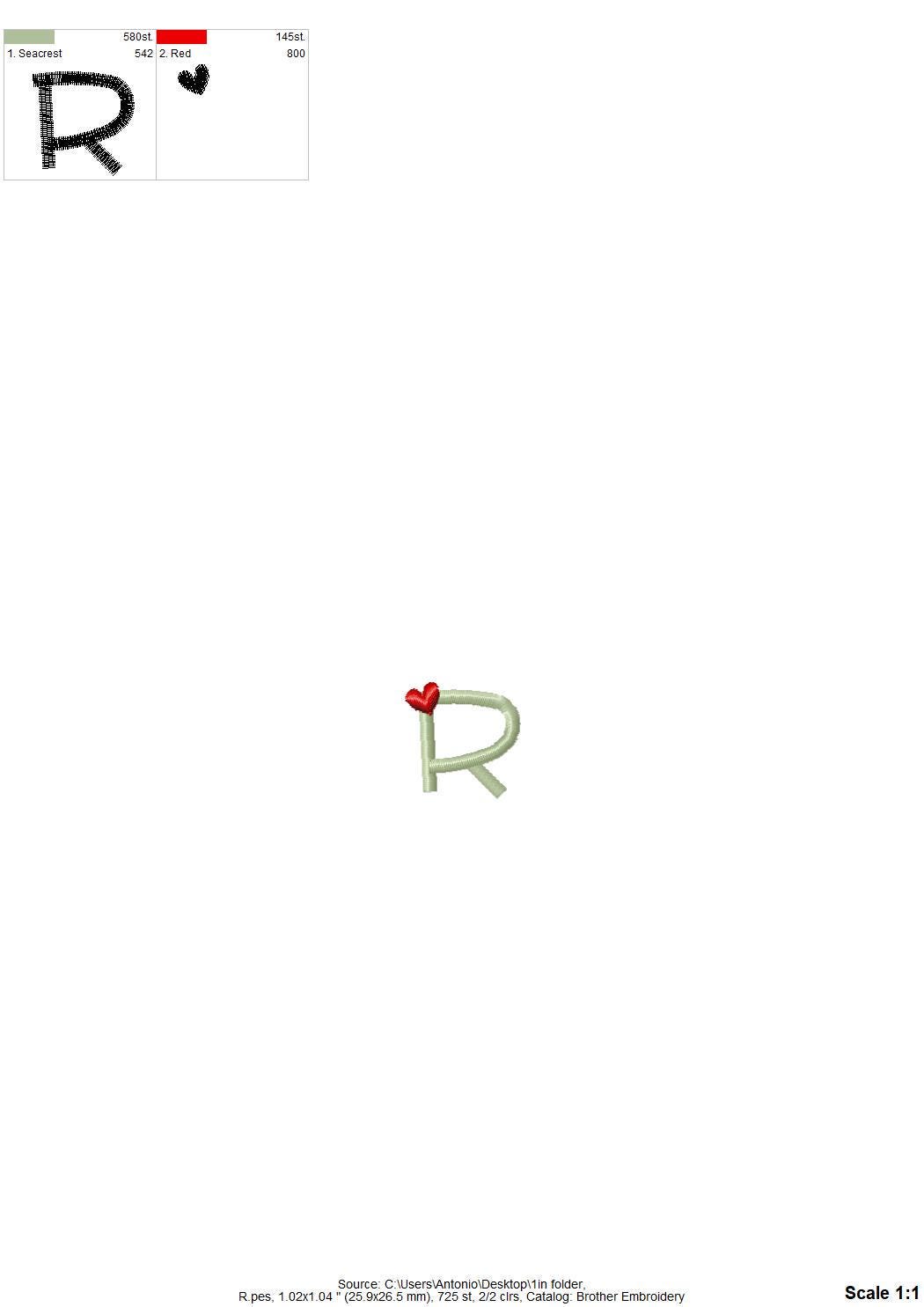 Hearts Font satin stitch line Alphabet Monogram machine embroidery designs handwritten Valentine Heart letters mini sizes 0.7 up to 1.3 inch