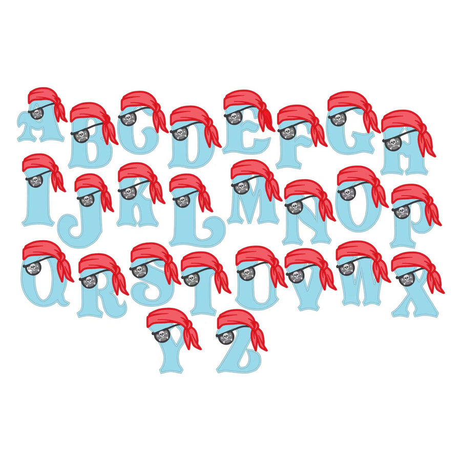 Pirate FONT Monogram letters SET Applique machine – Embroidery 5" 5.5" 7" | BX PES DST JEF | Artapli